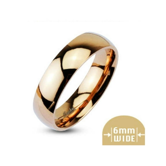 Unisex Stainless Steel 316 Rose Gold Ion Plated Wedding Band Ring 6mm Wide Size 12