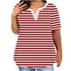 thumbnail image 1 of Fiudx Ofertas de La Semana Blusas Informales de Gran Tamaño para Mujer, Camiseta con Botones Estampados a Rayas, Top de Manga Corta con Cuello En V y Bolsillo Falso, 1 of 4