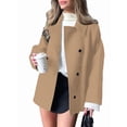 thumbnail image 2 of Female Trench Coat Long Sleeve Lapel Casual Jackets Winter Outerwear Khaki L, 2 of 9
