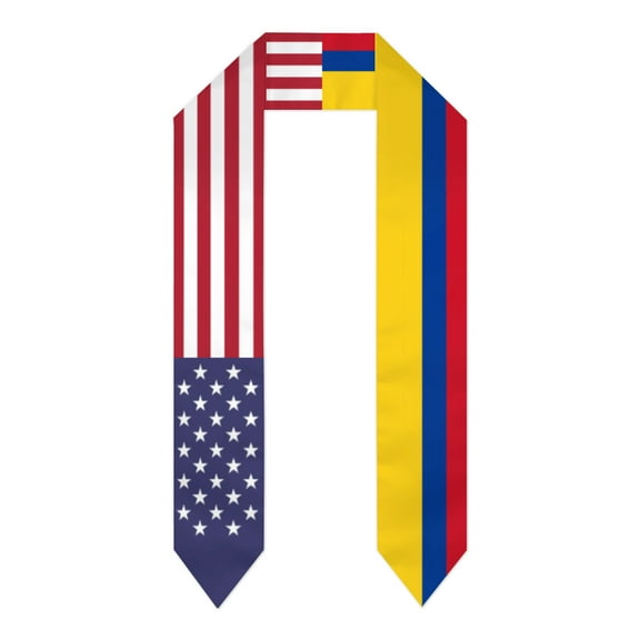 Colombia & USA United States Flag Shawl Sash Stole Graduation Shawls Wraps Scraf For International Study