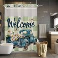 thumbnail image 5 of Truck Daisy No Hooks Shower Curtain with Snap-in Liner Welcome Spring Shower Curtains for Bathroom, Waterproof, Easy Install, Washable 72"x96", 5 of 9