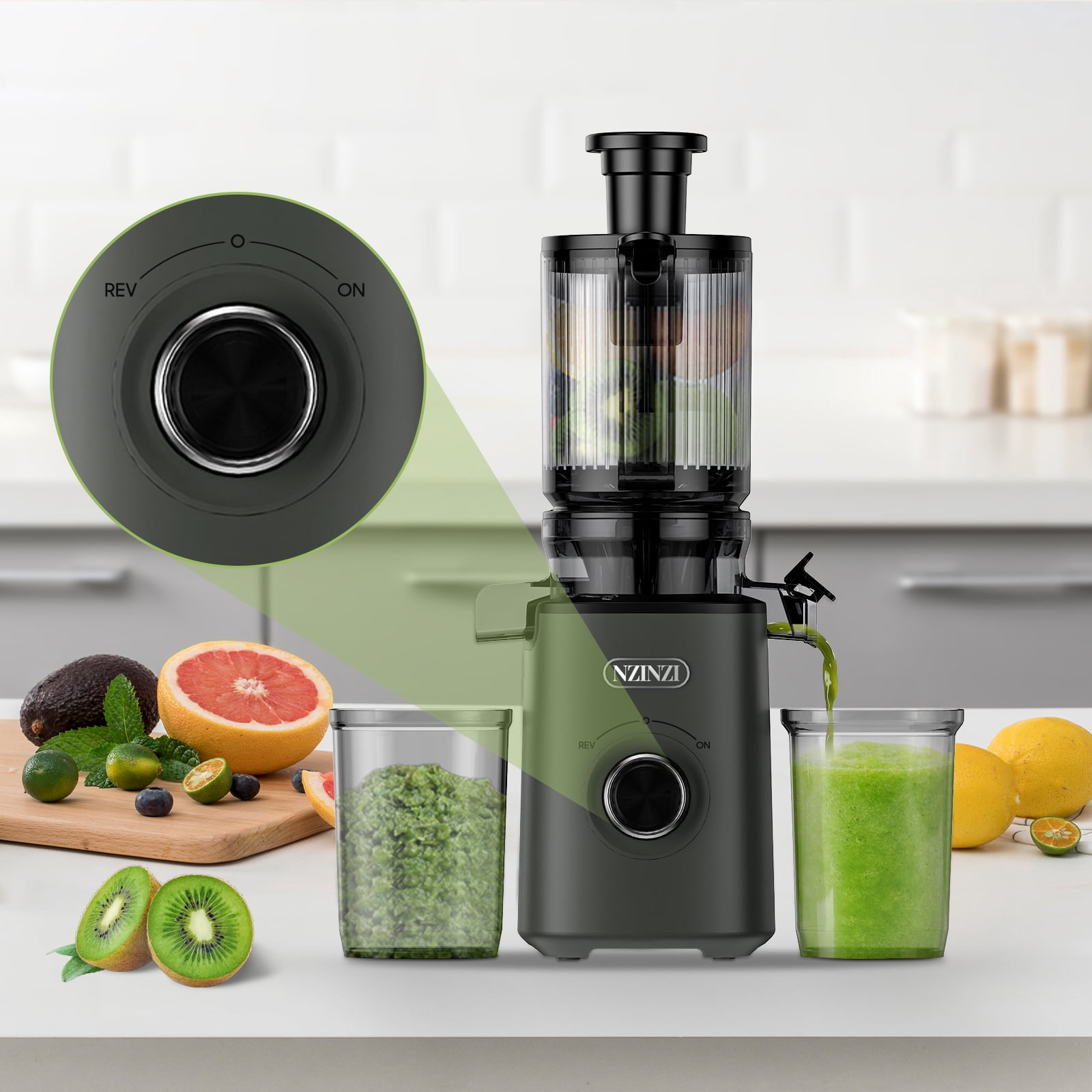 NZINZI 50-Speed Juice Press Electric Juicer, Gray