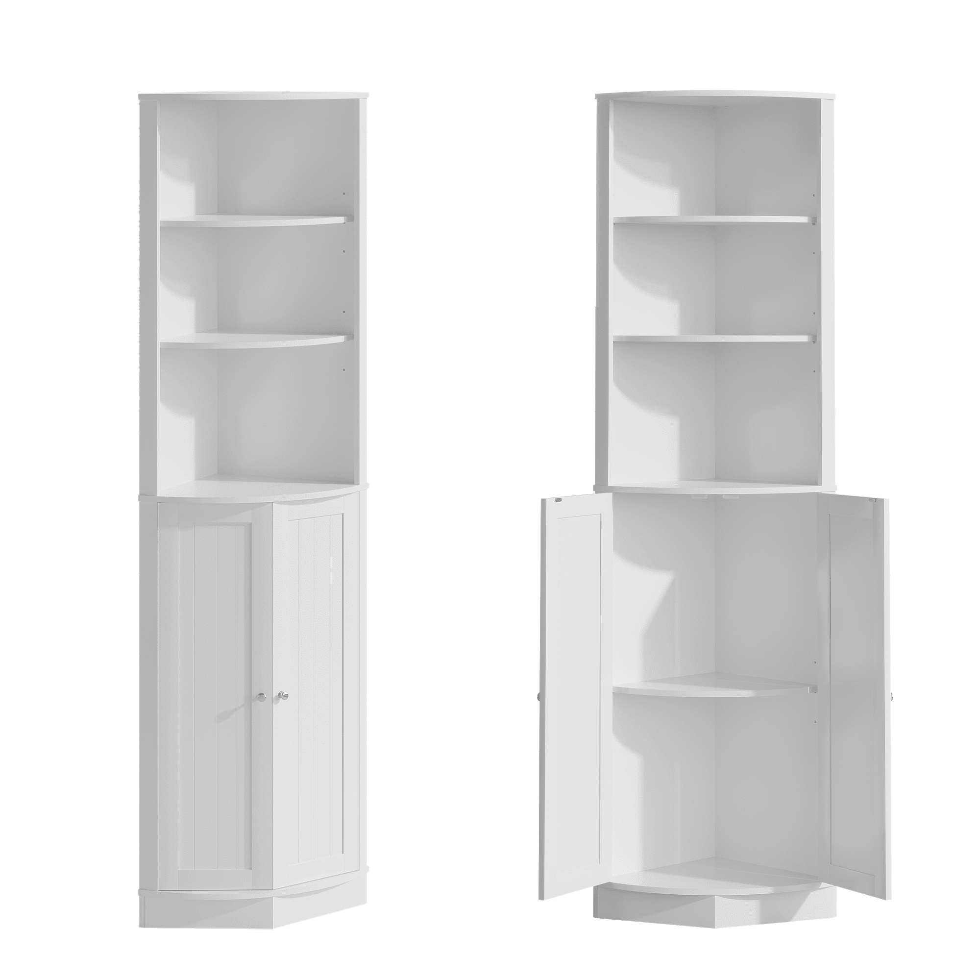 Tall Corner Cabinet 67-Inch with 2 Doors and Adjustable Shelves, Narrow Freestanding Storage Organizer for Bathroom and Living Room, White
