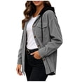 thumbnail image 6 of Iyufng Womens Hooded Corduroy Jackets Button Down Long Sleeve Casual Coat with Chest Pockets and Drawstring Hood, 6 of 9