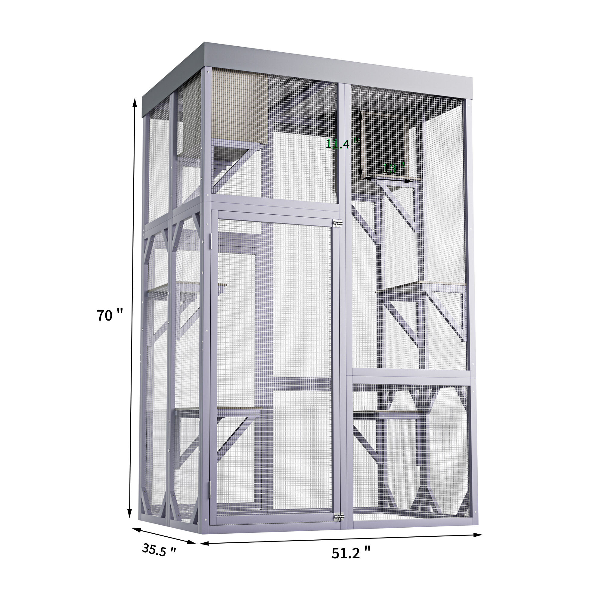 Pet Playpen Outdoor Wooden Catio Multi-functional Cat Enclosure, 4 Platforms & 2 Napping Houses, 2 Strong Locks, Rounded Corner Design, Indoor Spacious Cage for Cats to Play Rest,Guinea Pig Cage