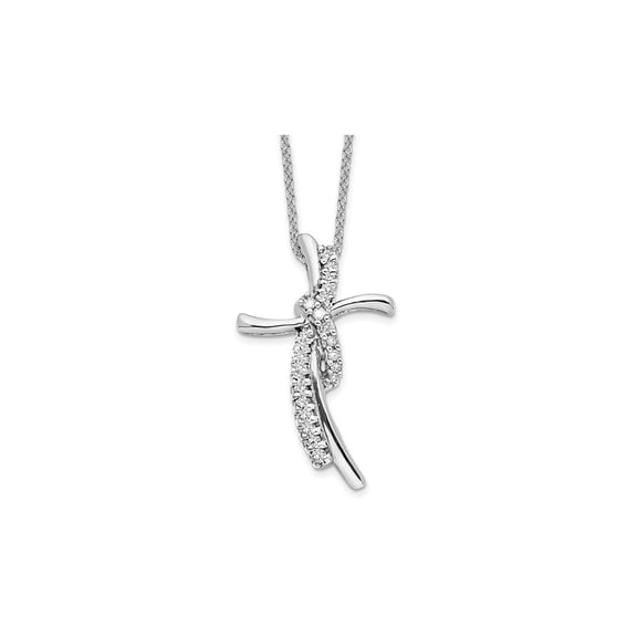 1/7 Carat (Ctw) Lab-Grown Diamond Cross Pendant Necklace in 14K White Gold with Chain for Women