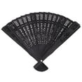 thumbnail image 2 of 8 Inch Chinese Japanese Folding Fan Original Wooden Hand Flower Bamboo Pocket For Home Decor Decoration-Black, 2 of 8