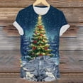 thumbnail image 4 of larppty Christmas Tshirts for Women 2025 Christmas Shirts Xmas Holiday Party Short Sleeve Pullover Tops (Blue, L), 4 of 6