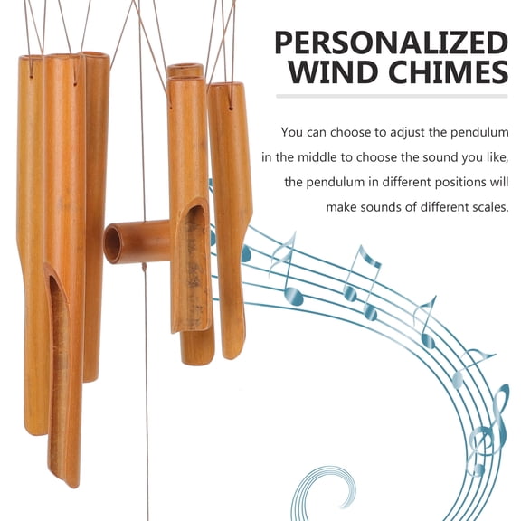 LEORX Courtyard Wind Chime Flat Disc Shape Bamboo Brown 1Pcs