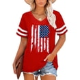 thumbnail image 1 of Fiudx Camisas para Mujer Camiseta Informal con Cuello En V y Mangas Raglán con Estampado Del Día de La Independencia para Mujer, 1 of 5