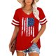 thumbnail image 1 of Fiudx Ropa de Mujer Camiseta Informal con Cuello En V y Mangas Raglán con Estampado Del Día de La Independencia para Mujer, 1 of 5