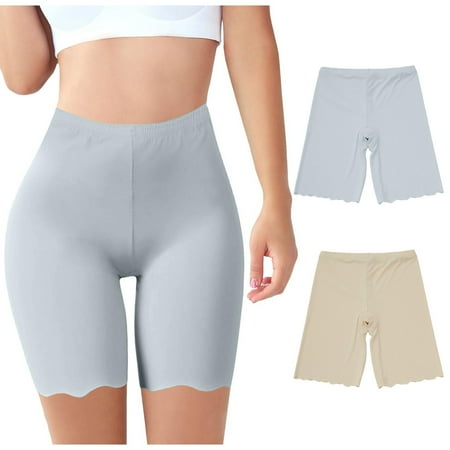 Wdfiry Women Black Boyshort Briefs Underwear Pack of 2 Anti Chafing Female Boxers Panties Long Leg High Waisted Panties Slip Short Under Dresses Comfy Breathable Cotton Underpants