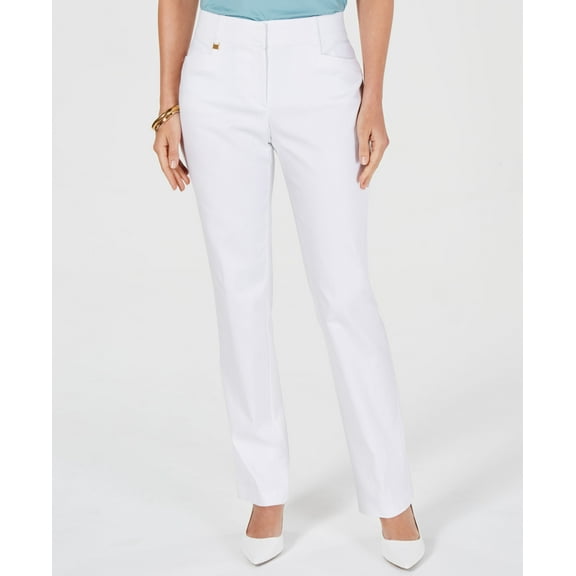 Regular and Short Length Curvy-Fit Straight-Leg Pants Bright White 16S