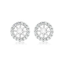 Gem Stone King 925 Sterling Silver White Zirconia Women Earring Jackets for 7.00MM Round Cut Studs