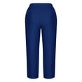 thumbnail image 5 of Diufon Womens Linen Wide Leg Pants Summer Plus Size Pants Solid Color Capris Pants with Pockets, 5 of 5