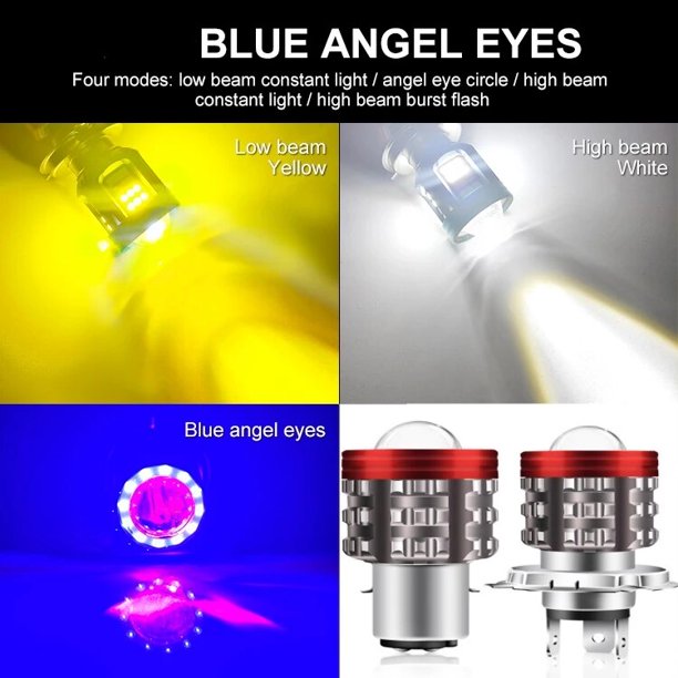Faro LED Universal H4 para motocicleta, bombilla Led para Motor de ojo de Ángel BA20D H6, faro delantero de moto blanco, amarillo, haz Alto y Bajo, 12-80V