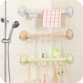 thumbnail image 4 of 2 Pieces Home Bathroom Suction rod Towel Cup Towel Bar Removeable Shower Rod 6 Hooks Hanger Towel Bar Suction Towel Rack, 4 of 9