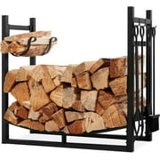 Aomedeelf Firewood Rack, 33 inch Fire Wood Holder with Fire Pit Tool Set, Wood Stacker for Outdoor Storage Firewood