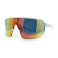 thumbnail image 4 of Mens Oversized Color Mirror Shield MTB Half Rim Sport Plastic Sunglasses White - Orange Mirror, 4 of 8