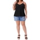 thumbnail image 2 of FAB CURVES Camiseta sin mangas de talla grande para mujer, con escote en V, tirantes de espagueti, de jersey con ojales, casual de verano, 4X, negra, 2 of 6
