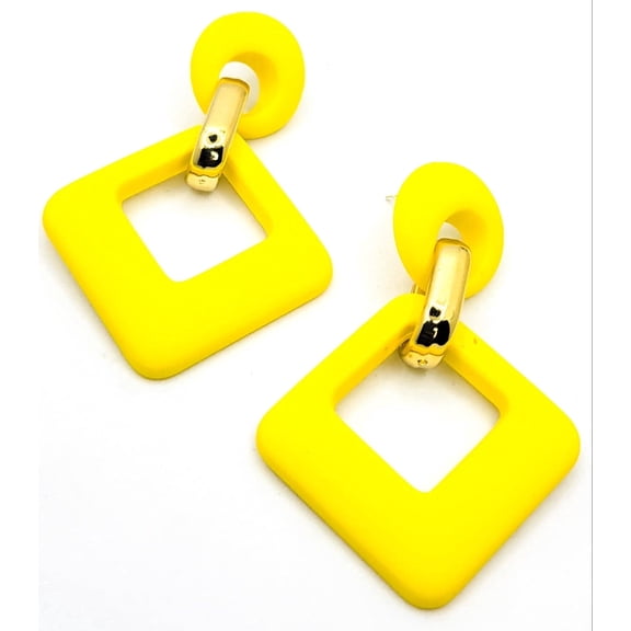 Yellow Drop Velvet Rhombus Earrings