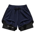 thumbnail image 2 of FRSASU Men's Performance Shorts with Compression Liner Workout Sweat Running Beach Everyday Shorts for Men Navy, 2 of 7