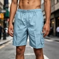 thumbnail image 2 of Xzbqbs Men's Outdoor Cargo Shorts Zipper Multi Pocket Inner Drawstring Waist 5 Inch Summer Bottoms Solid Color Lightweight Hiking Utility Trousers with Pockets, 2 of 6