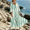 thumbnail image 2 of HAPIMO V Neck Print Loose Midi Dress Women Lightweight Dress for Loungewear Mint Green XL, 2 of 8