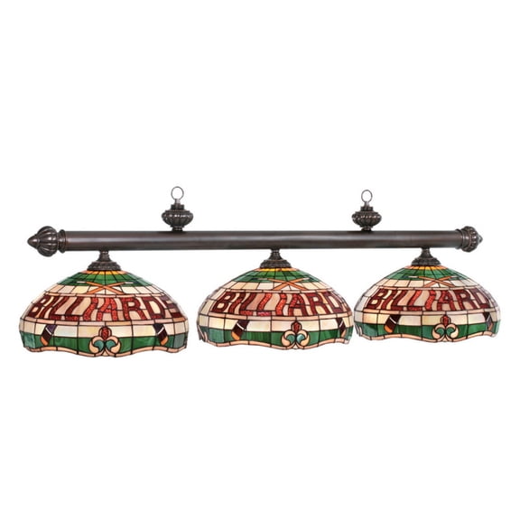 RAM Game Room Traditional Style 56" 3 SHADE Antique Gold Sand Metal Bar Billiard Lamp
