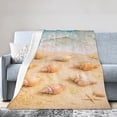 thumbnail image 3 of Coastal Seashell Beach Blanket Summer Ocean Throw Beach House Decor Starfish Sand Art Soft Cozy Fleece Gift for Adults 50x40, 3 of 6