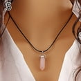 thumbnail image 2 of Anvazise 2 Sets Faux Gemstone Rock Natural Quartz Healing Point Chakra Reiki Pendant Rope Necklace Pink size 8, 2 of 13