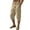 Khaki, variant on Cotton Linen Capri Cargo Pants for Men Straight Leg Drawstring Elastic Waisted 3/4 Length Pants Breathable Casual Pants with Multi Pockets