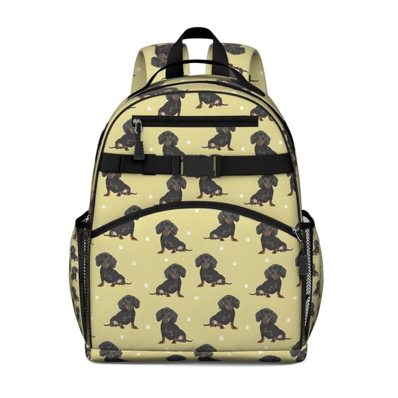 Dachshund Footprint Backpack for School,Cute School Bag,Schoolbag with Adjustable Shoulder Straps & Padded Back,15.25"x11.5"x5.25"