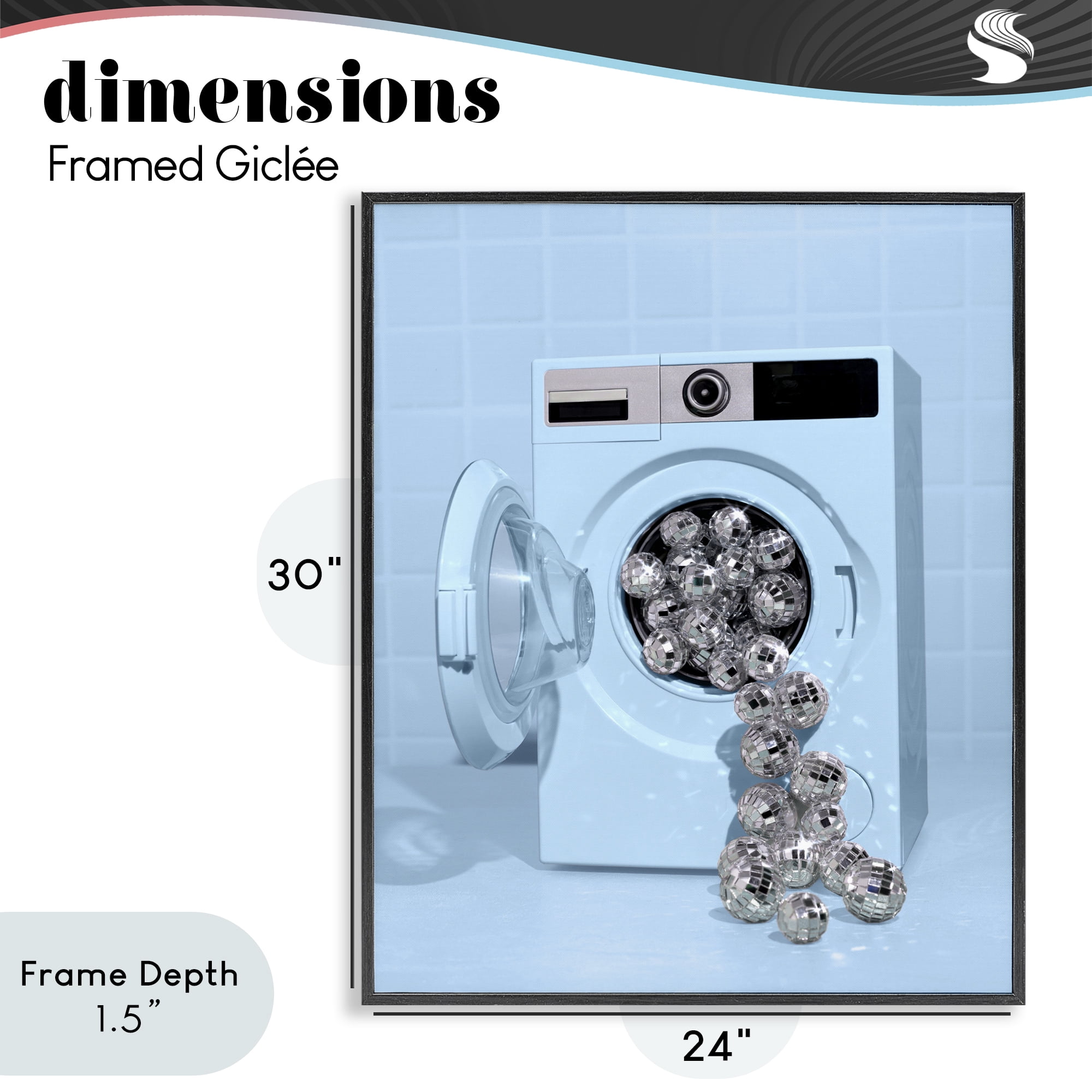 Stupell Industries Disco Laundry Machine over Blue Black Framed Giclee Art, design by LISH Creative