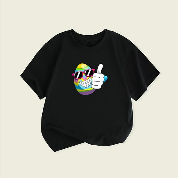 HAOTAGS Toddler Boys Girls Easter Graphic Tshirts Short Sleeve Crew Neck Tee Tops Casual Summer Outfits Black Size 3 Years