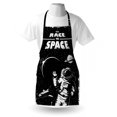 thumbnail image 3 of Astronaut Apron The Race to Space Retro Image with Space Crafts Planets Astronaut vs Cosmonauts, Unisex Kitchen Bib Apron with Adjustable Neck for Cooking Baking Gardening, Black White, by Ambesonne, 3 of 3