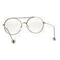 thumbnail image 4 of Womens Metal Ball Tip Retro Trend Unique Feminine Pilots Sunglasses Silver Clear, 4 of 4