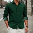 thumbnail image 5 of Green Dress Shirts for Men Casual Long Sleeve Inner Contrast Button Up Shirt Formal Business XL, 5 of 8