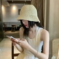 thumbnail image 4 of Womens Floppy Straw Sun Hat Packable Wide Brim Summer Beach Hat Foldable Crochet Bucket Hats, 4 of 6
