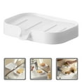 MANLINGDA White SelfDraining Soap Dish Tray for Bathroom and Kitchen