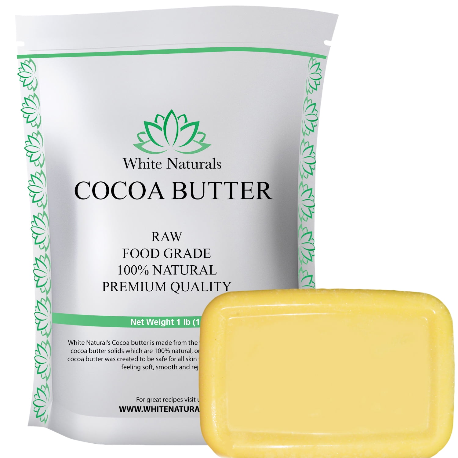 Organic Raw Cocoa Butter 1 lb, Unrefined, Pure, Natural, Food Grade