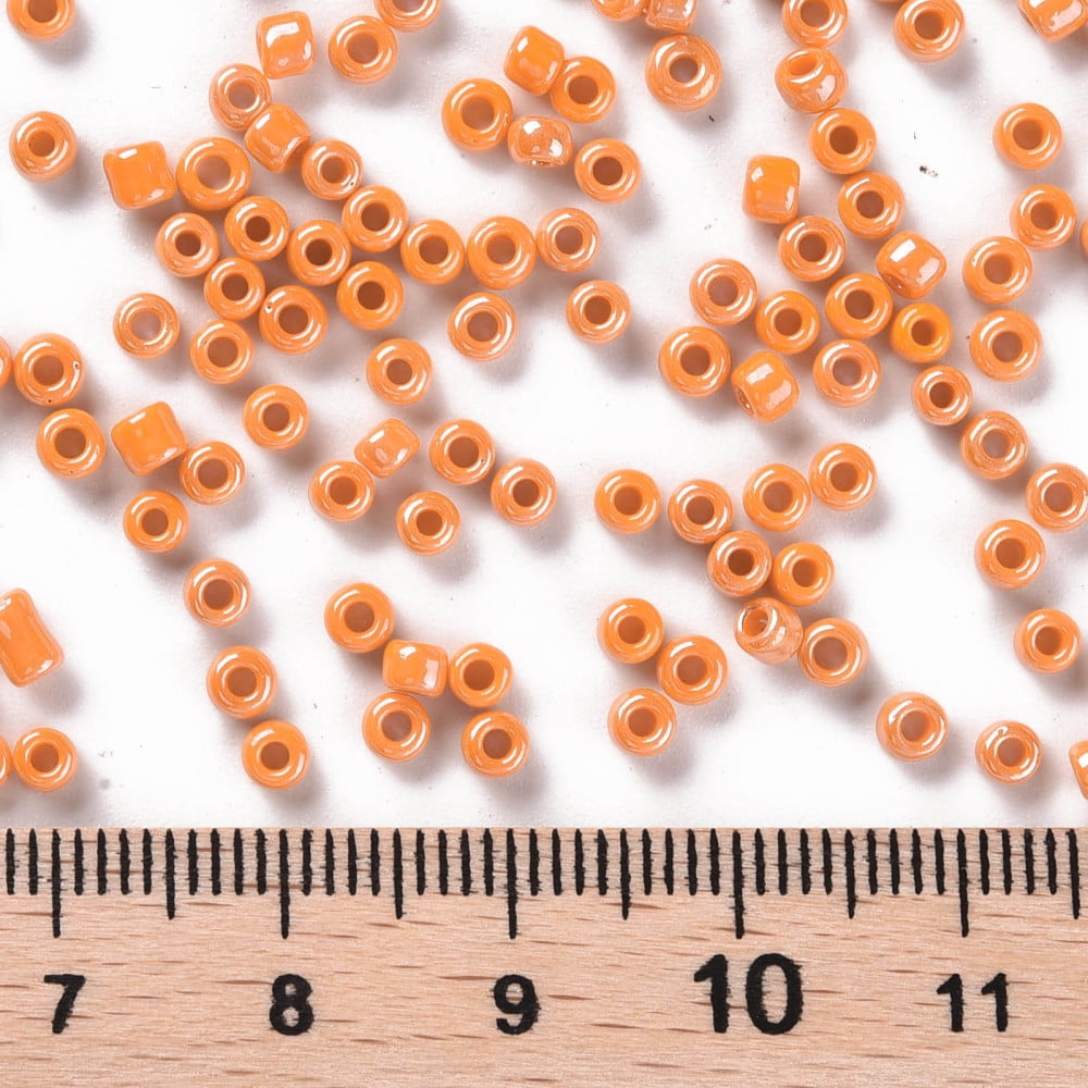 Glass Seed Beads Opaque Colors Lustered Round Dark Orange 3mm Hole: 1mm about 10000pcs/pound