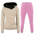 thumbnail image 2 of CFLVAEK Women 2 Piece Outfits Sweatsuit Cowl Neck Hooded Sweatshirt and Jogger Sweatpants Y2K Tracksuit Lounge Matching Set Trendy Fall Clothes Pink XL, 2 of 4