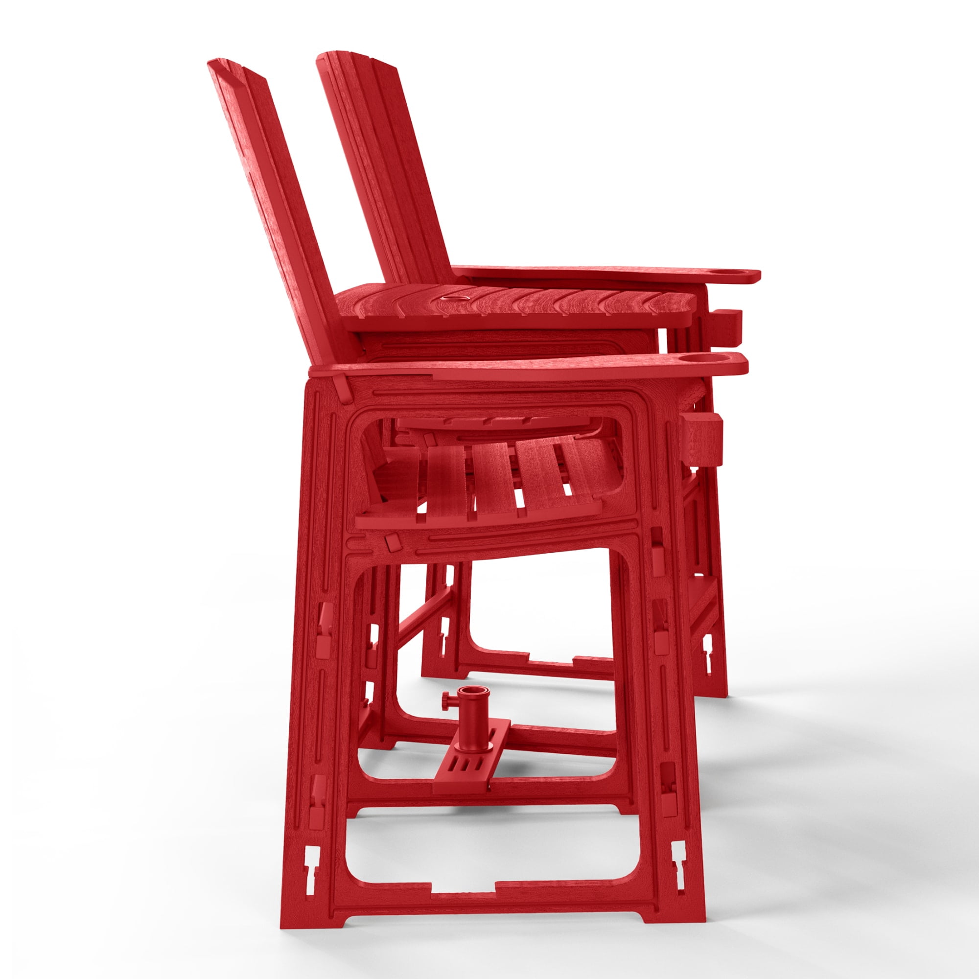 WestinTrends Azura Outdoor Tall Adirondack Chairs With Connecting Table Tray (Set of 2), Red