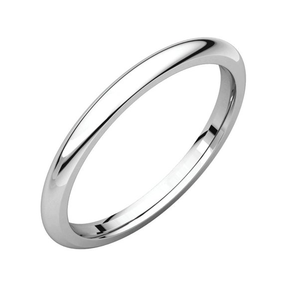 14k White Gold 2mm Polished Comfort Fit Band Ring - 2.7 Grams - Size 10.5
