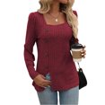 thumbnail image 2 of SHIBEVER Tops for Womens Fall Sweaters Long Sleeve Shirts Square Neck Winter Lightweight Sweaters for Women Tops Knit Ribbed Dressy Casual Tunic Tops Button Blouse, 2 of 5