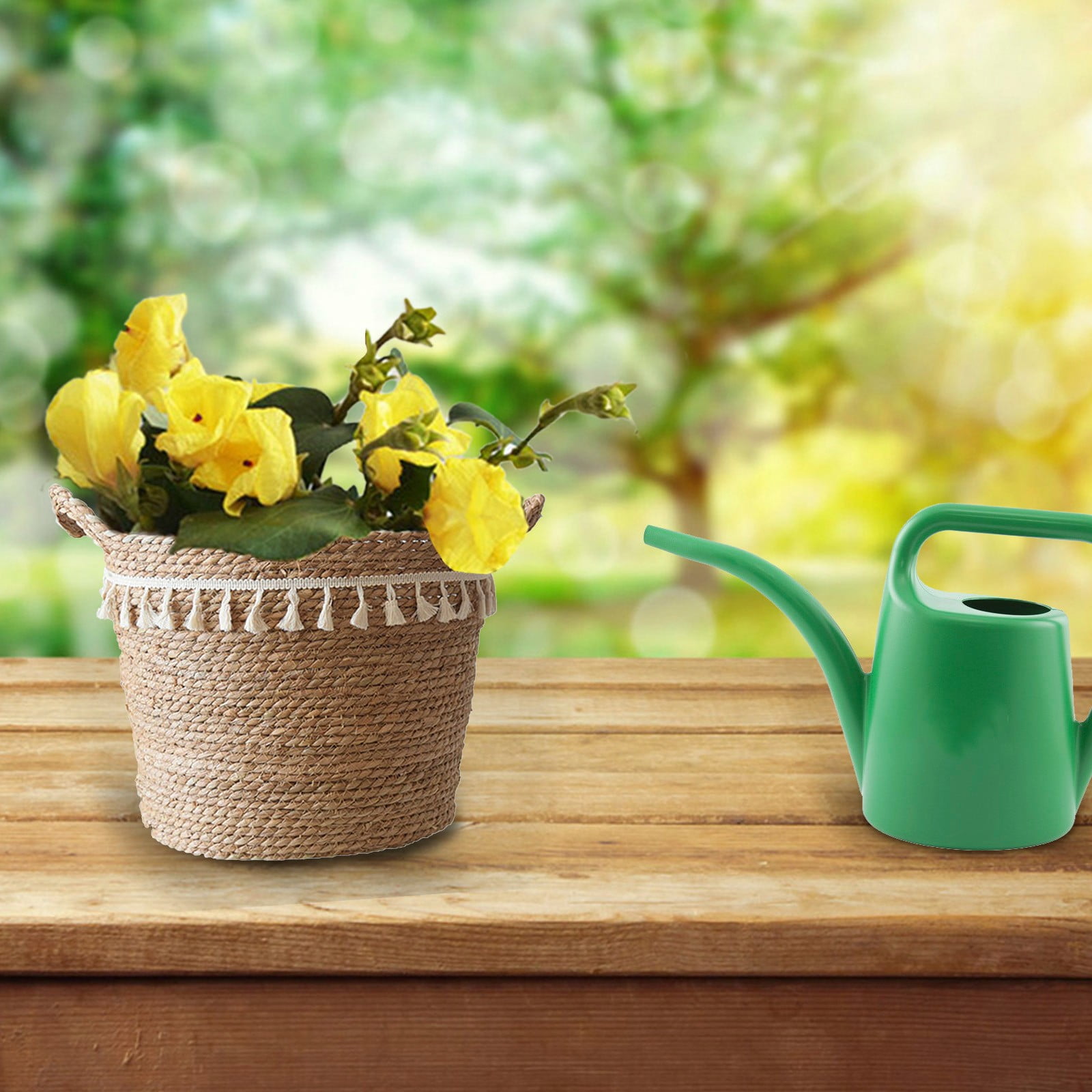 Fdelink Flower Pot Seagrass Wicker Basket Flower Pot Folding Basket Storage Basket Decoration