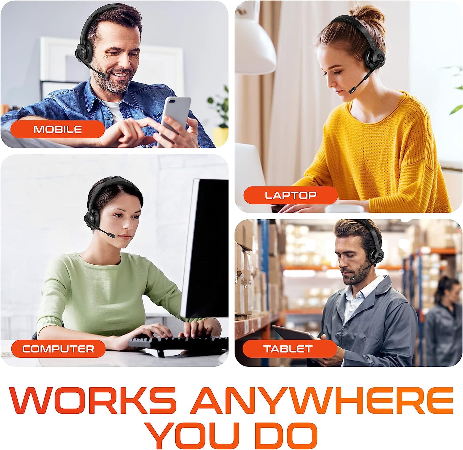 Delton 30X Bluetooth Computer Headset with Noise Canceling Mic, HiFi Stereo Sound, Headset Stand & Auto Pair USB Dongle for PC, Laptop, MacBook & Compatible with MS Team, Google Meet and More - Black