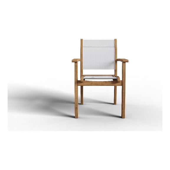 Perrin Stacking Teak Outdoor Dining Armchair in White (Set of 4)