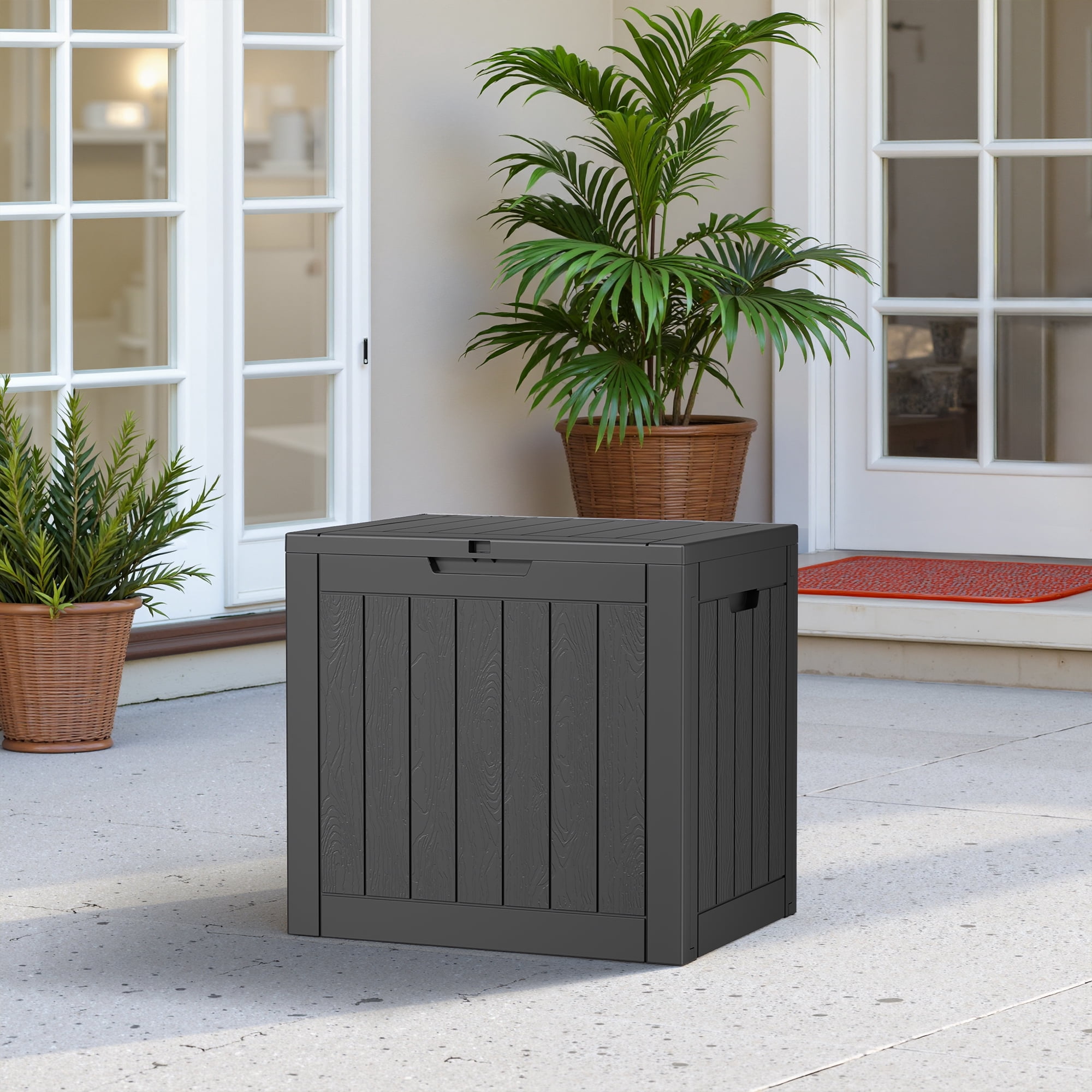 MAYEERTY 30 Gallon Outdoor Deck Box, Large Capacity Storage Box for Patio Furniture Cushions, Pillow with Wheels, Black